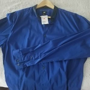 H&M blue long sleeve dress shirt NWT